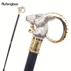 Rufengbao Walking Cane with Silver and Gold Dog Handle